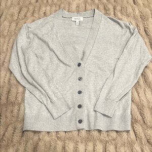 Banana Republic Forever Sweater Gray V-Neck Button Front Cardigan Size Small